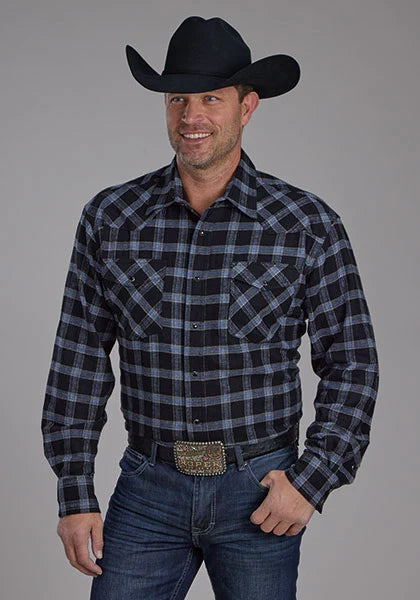 Roper 2205 Flannel (Black) - Men's Western Shirt