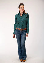 Roper 1836 Cross Walk Foulard (Green) - Women's Western Shirt