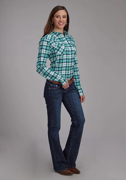 Roper 2206 Unlined Flannel (Green) - Women's Western Shirt