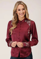 Roper 1425 Poly Satin (Red) - Women's Western Blouse