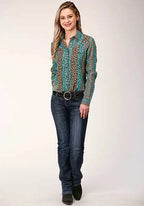 Roper 01418 Wild Stripe (Leopard) - Women's Western Blouse