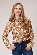 Roper 1777 Collage Print (Brown) - Women's Western Blouse
