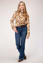 Roper 1777 Collage Print (Brown) - Women's Western Blouse