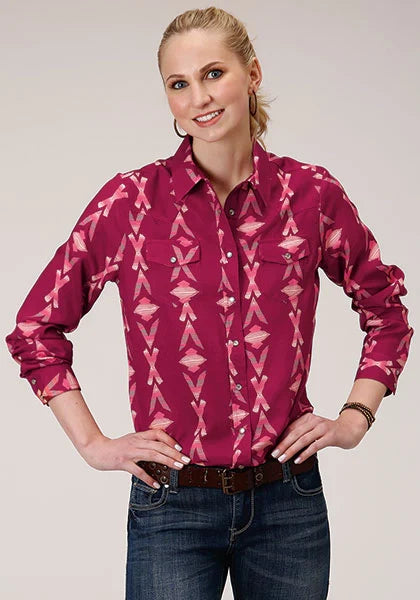 Roper 1275 Aztec Print (Wine) - Women's Western Shirt