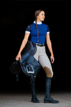 Short Sleeve Lace shirt- Navy crystal front