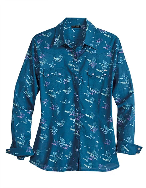 Tin Haul 2186 Cactus Shadows (Blue) - Women's Western Shirt