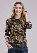Tin Haul 2565 Cowboy Print (Black) - Women's Western Shirt