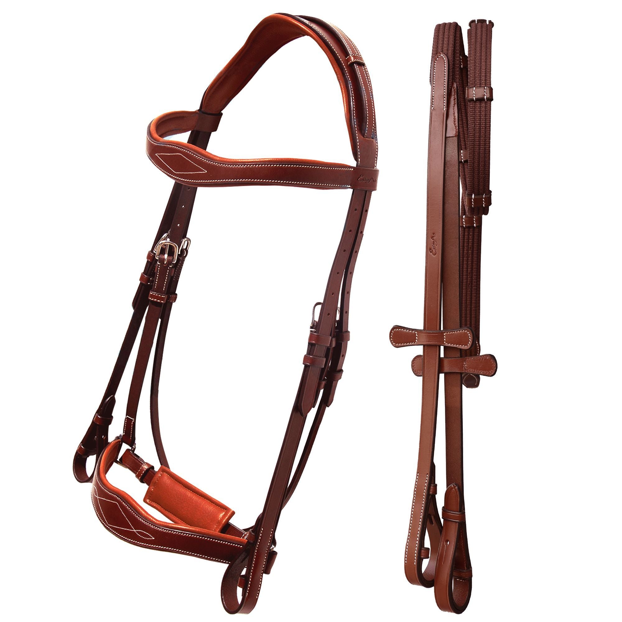 ExionPro Broad Wave Shape Designer Fancy Dressage Bridle & Web Reins
