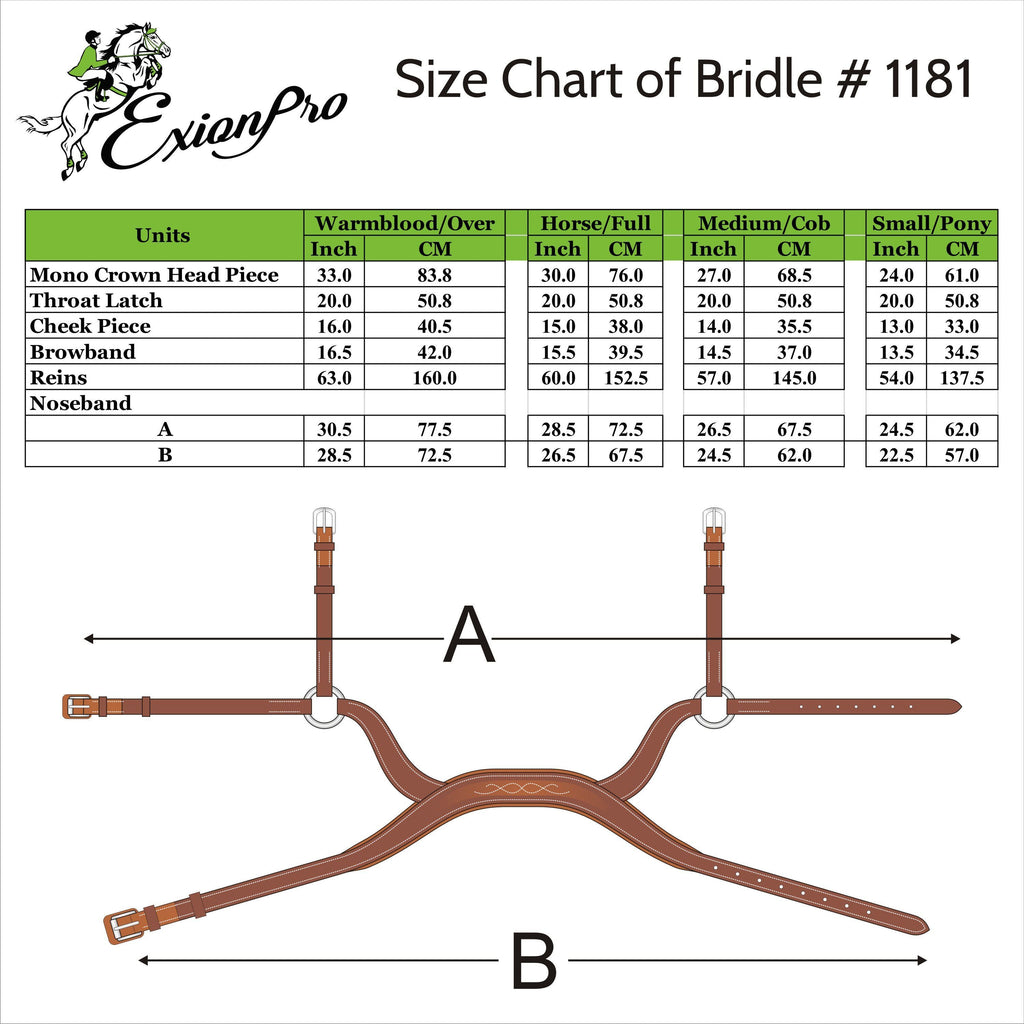 ExionPro Anatomical Drop Noseband Bridle with Reins