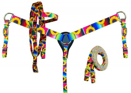 PONY Nylon Headstall & Breast Collar Set- Serape and Sunflower Print