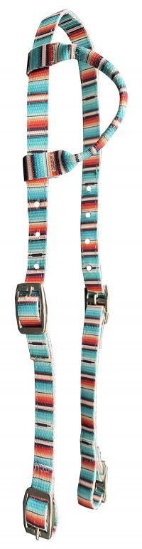 Nylon One Ear Headstall- Teal Serape