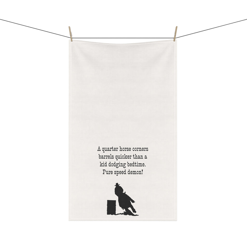 Quarter Horse Barrel Racing Tea Towels, Funny Kitchen Linens, Gift for Horse Lovers, Unique Home Decor, Cowboy Kitchen Accessories