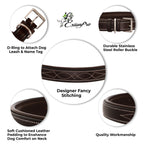 ExionPro Fancy Stitched Padded Leather Dog Collar - Havana Padding