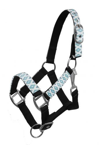 PONY Nylon Halter -Brown and Teal Navajo Overlay