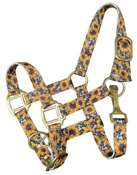 Pony Premium Nylon Halter- Sunflower & Cheetah Print