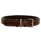 ExionPro Fancy Stitched Padded Leather Dog Collar - Oak Brown Padding