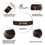 ExionPro Silver Snaffle Padded Leather Dog Collar - Brown Padding