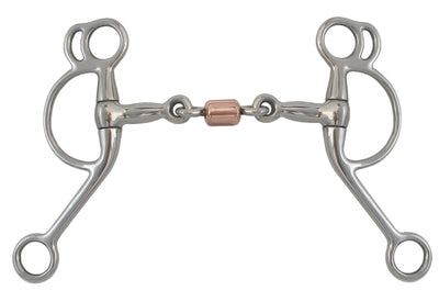 AJ Tack Double Rein Tom Thumb 3 Piece Copper Roller Bit