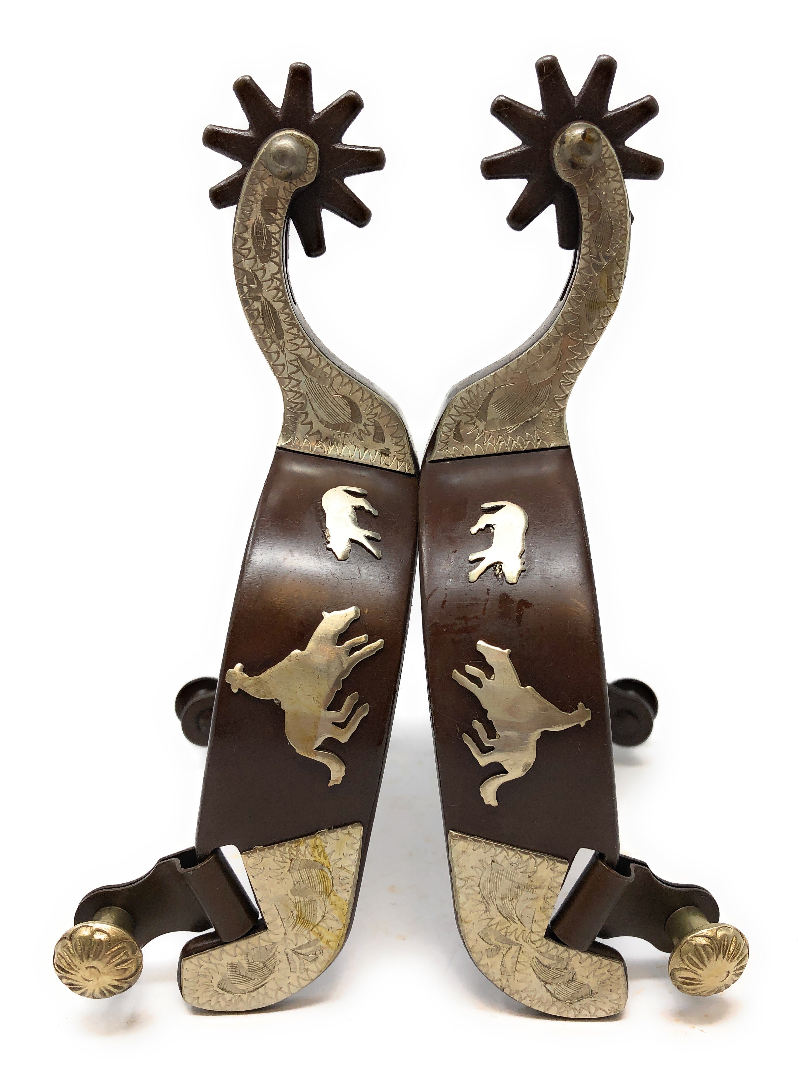 AJ Tack Men's Antique Brown Cutting Horse Spur Set