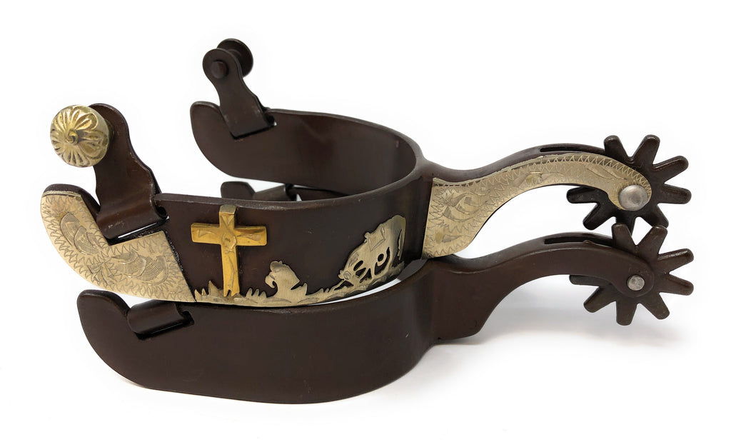 AJ Tack Praying Cowboy Antique Brown Spur Package