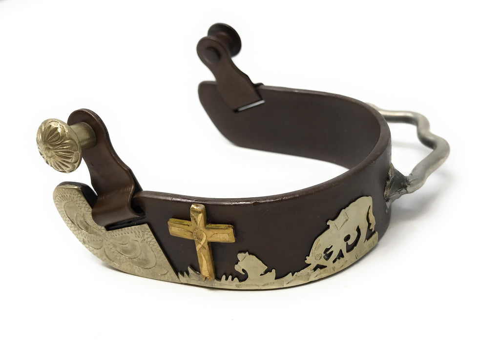 AJ Tack Men's Antique Brown Praying Cowboy Bumper Spurs