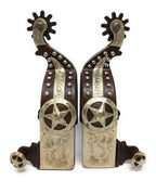 AJ Tack Men's Antique Brown Texas Star Show Spurs