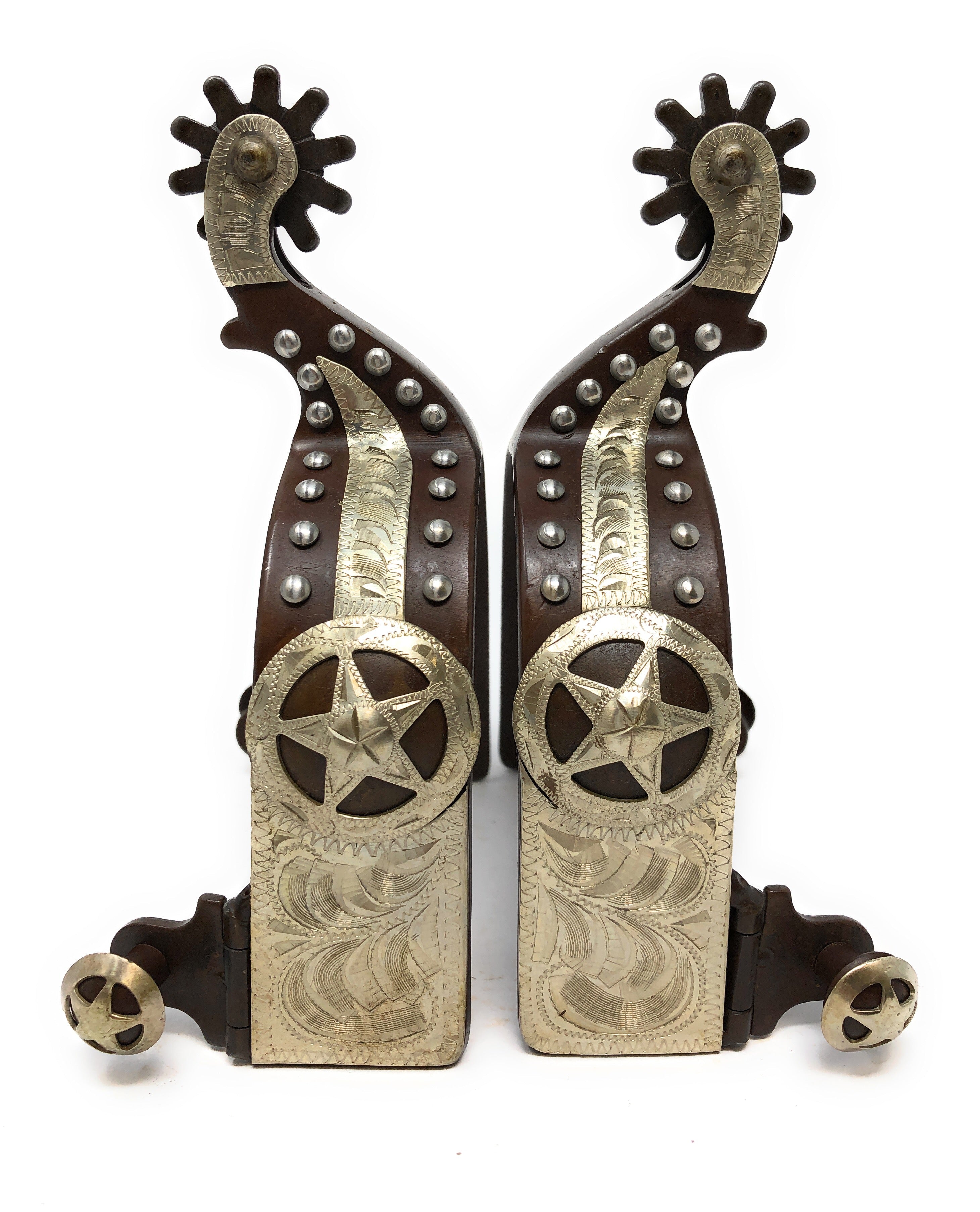 AJ Tack Men's Antique Brown Texas Star Show Spurs