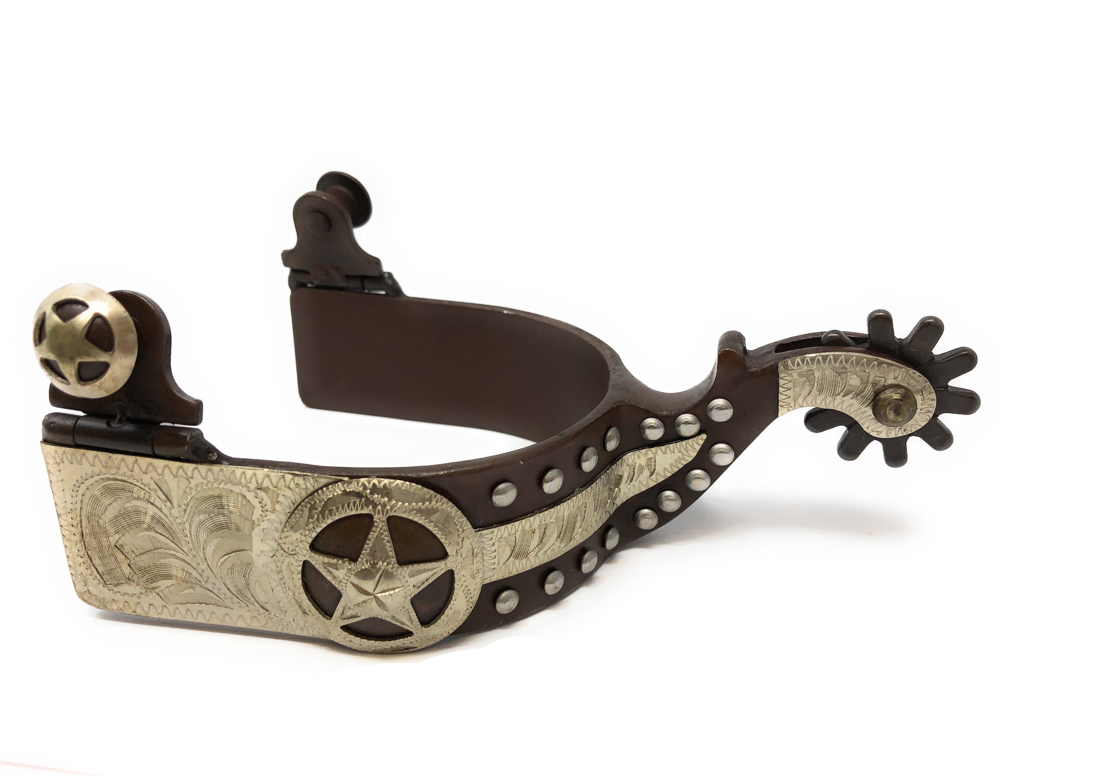 AJ Tack Men's Antique Brown Texas Star Show Spurs