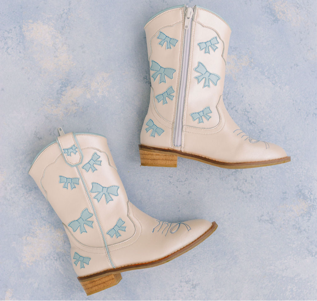Cowgirl Baby Blue Bow Boots