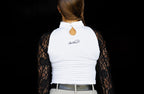 White/Black FULL lace Longsleeve crystal front