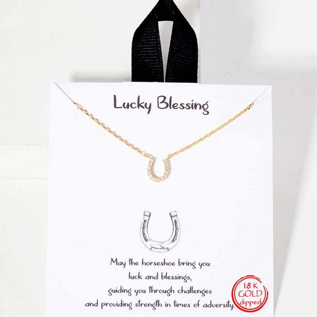 Horseshoe CZ Pendant Gold Dipped Necklace