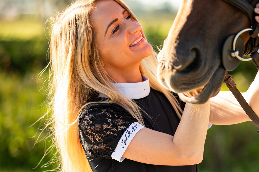 Short Sleeve Lace shirt- Black
