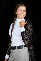 White/Black FULL lace Longsleeve crystal front