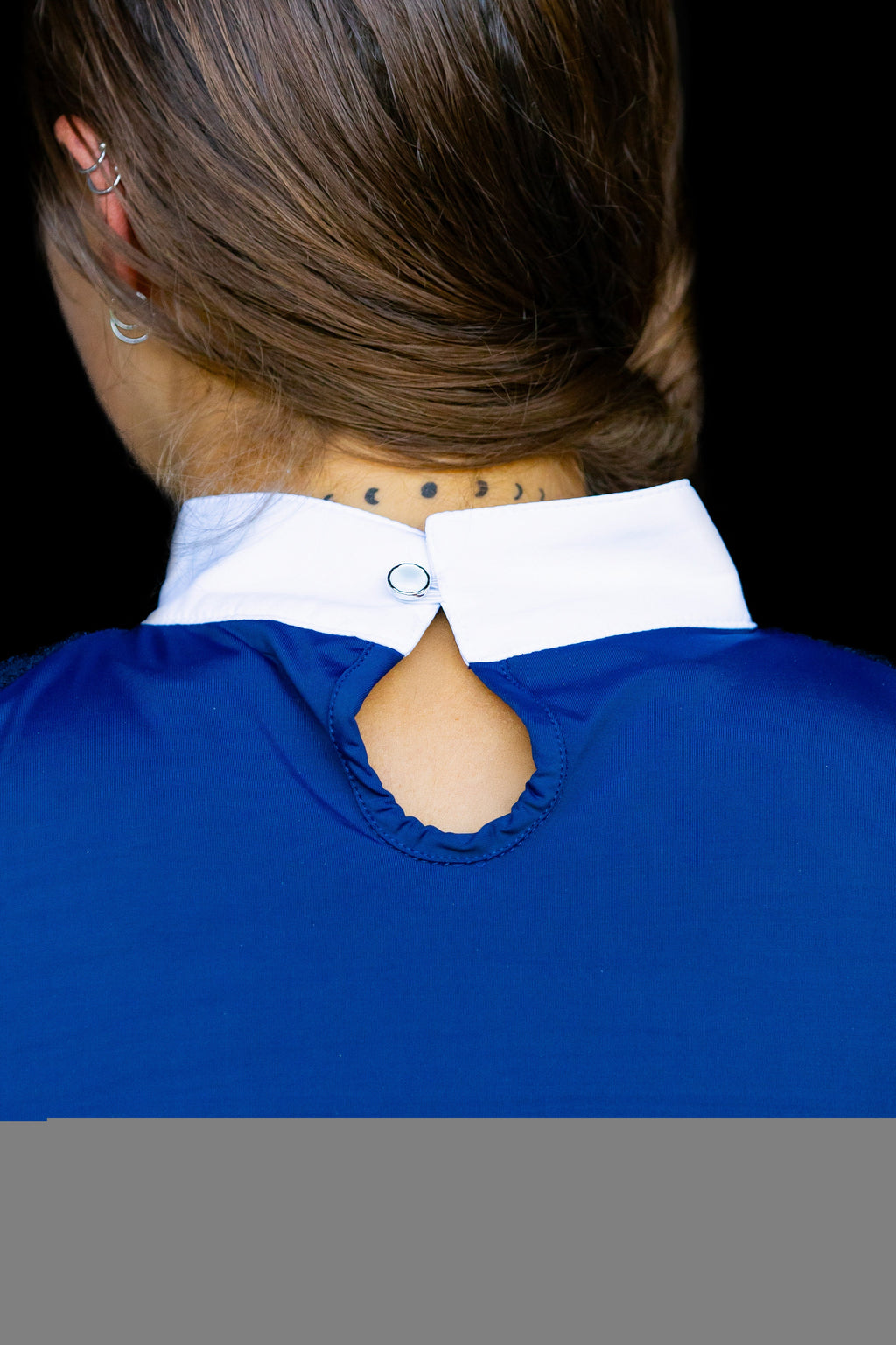 Short Sleeve Lace shirt- Navy crystal front