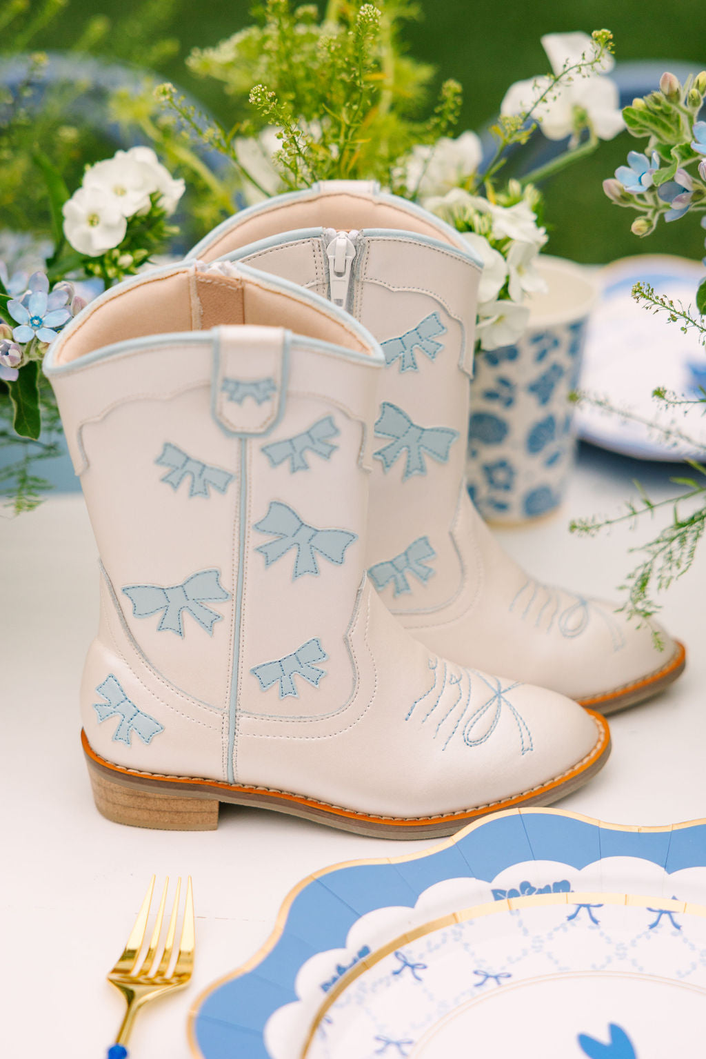 Cowgirl Baby Blue Bow Boots