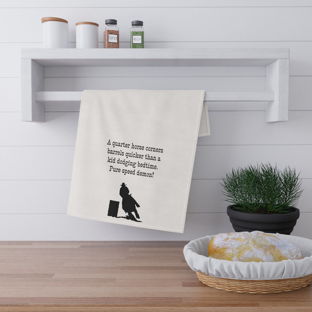 Quarter Horse Barrel Racing Tea Towels, Funny Kitchen Linens, Gift for Horse Lovers, Unique Home Decor, Cowboy Kitchen Accessories