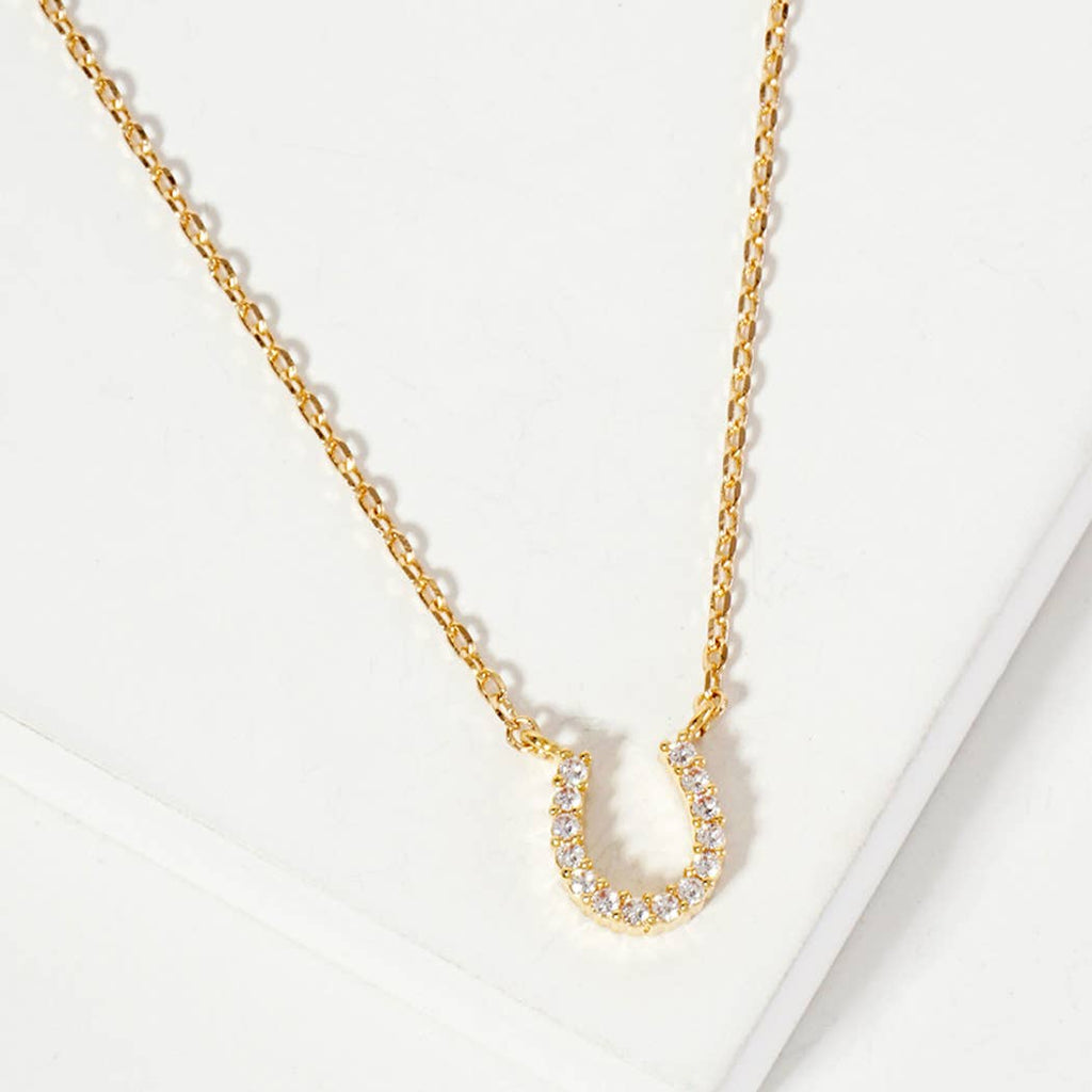 Horseshoe CZ Pendant Gold Dipped Necklace