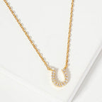Horseshoe CZ Pendant Gold Dipped Necklace