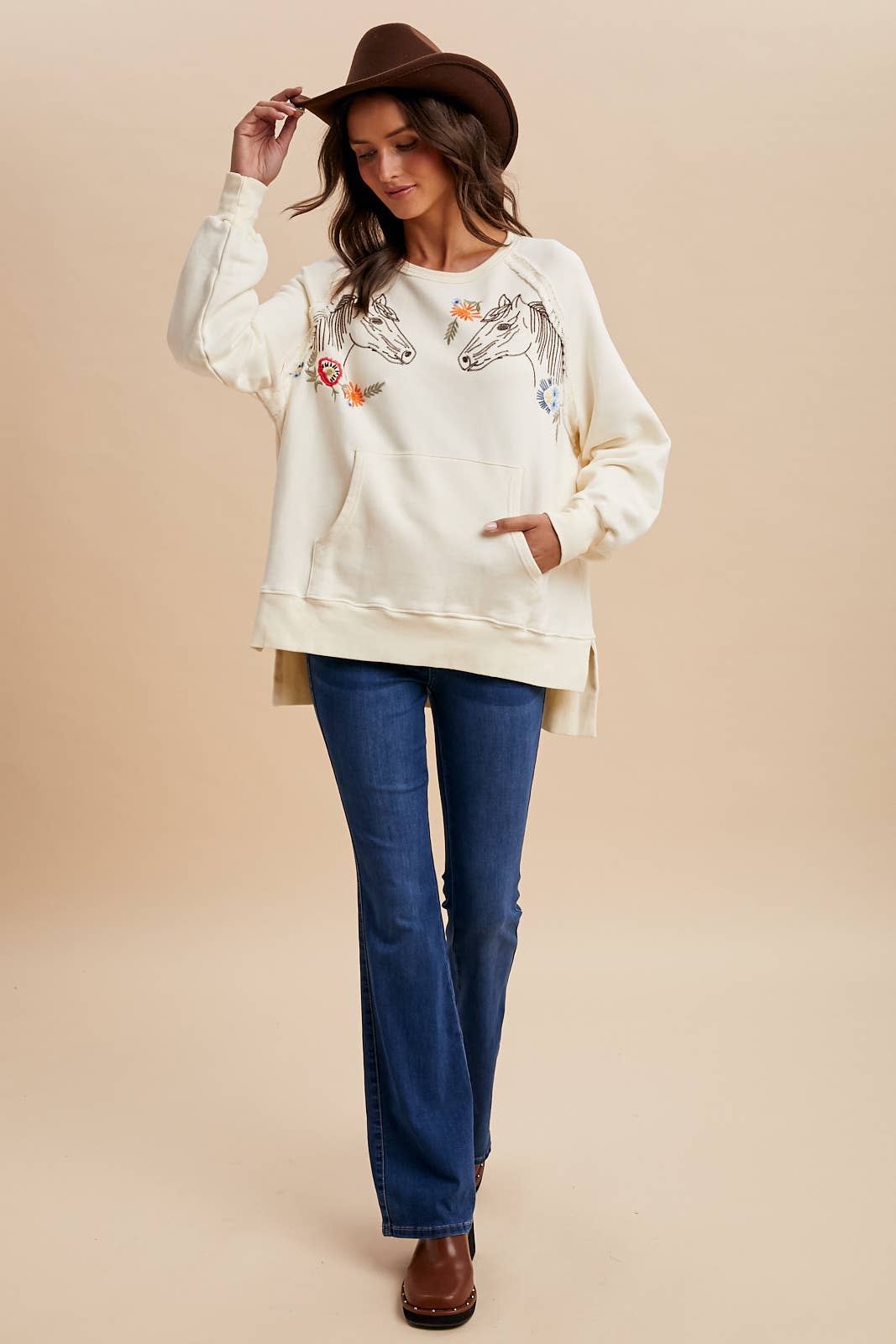 Embroidered Horse Pullover
