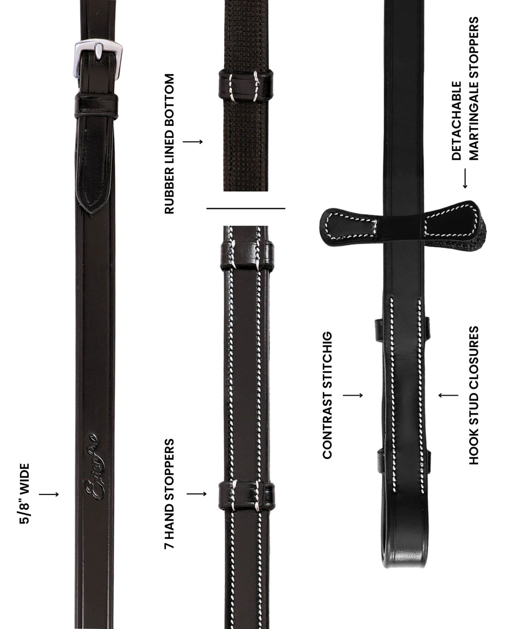 ExionPro Rubber Lined Leather Reins