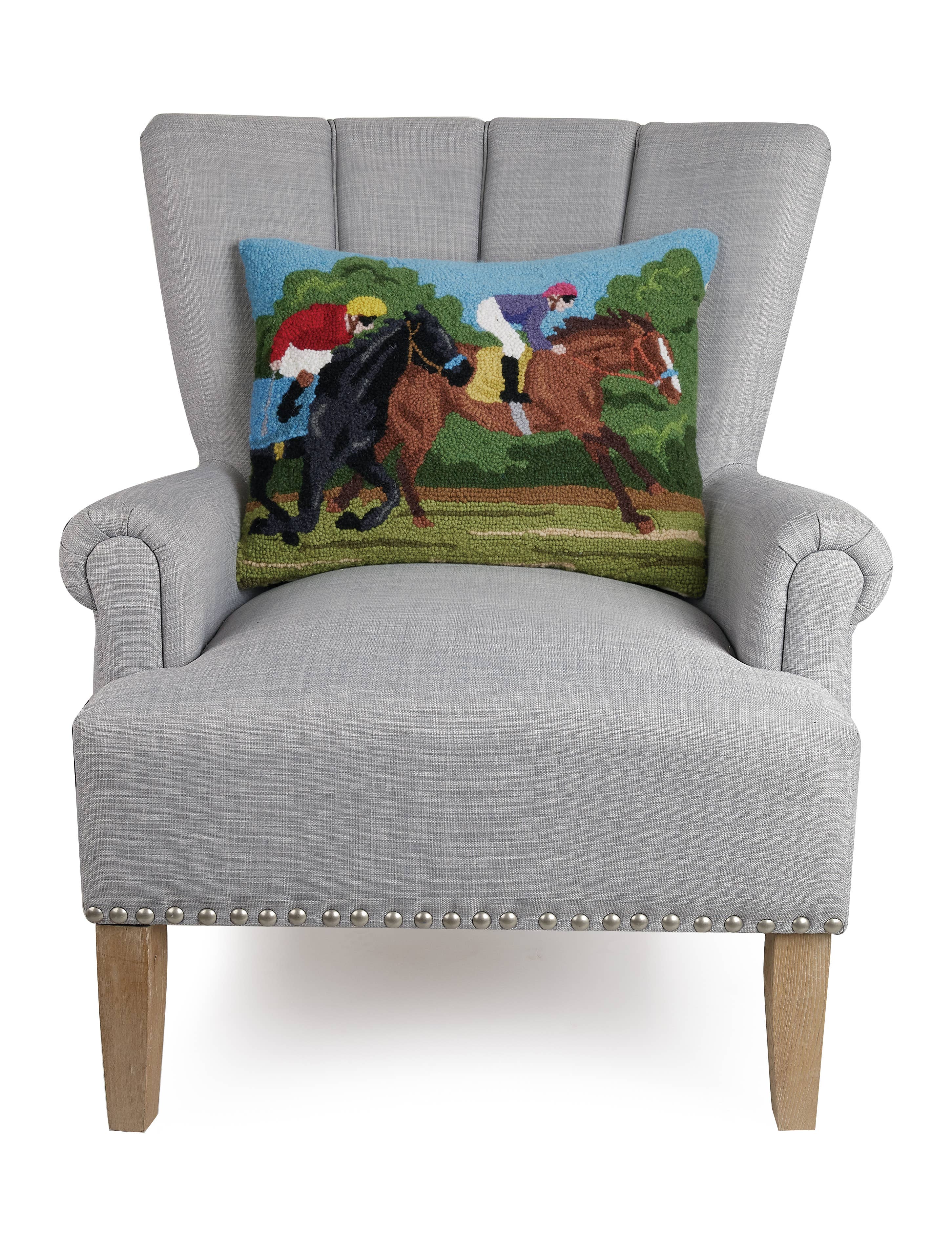 Peking Handicraft - Two Racing Horses Hook Pillow