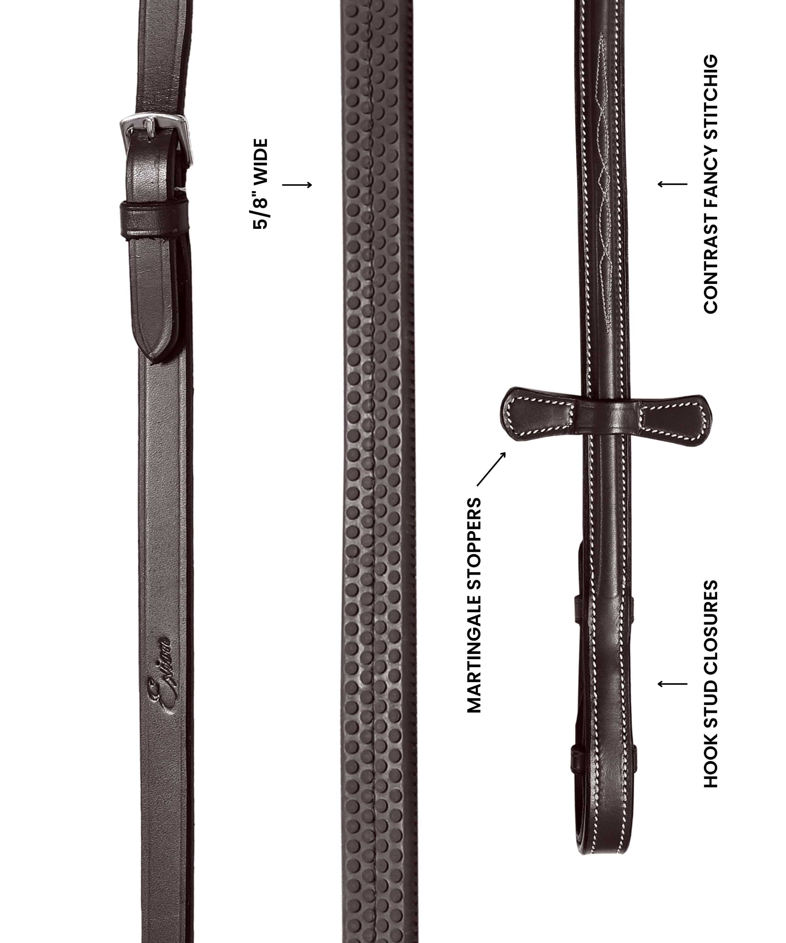 ExionPro Rubber Reins with Fancy Stitching