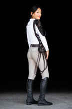 White/ Black lace longsleeve zip front