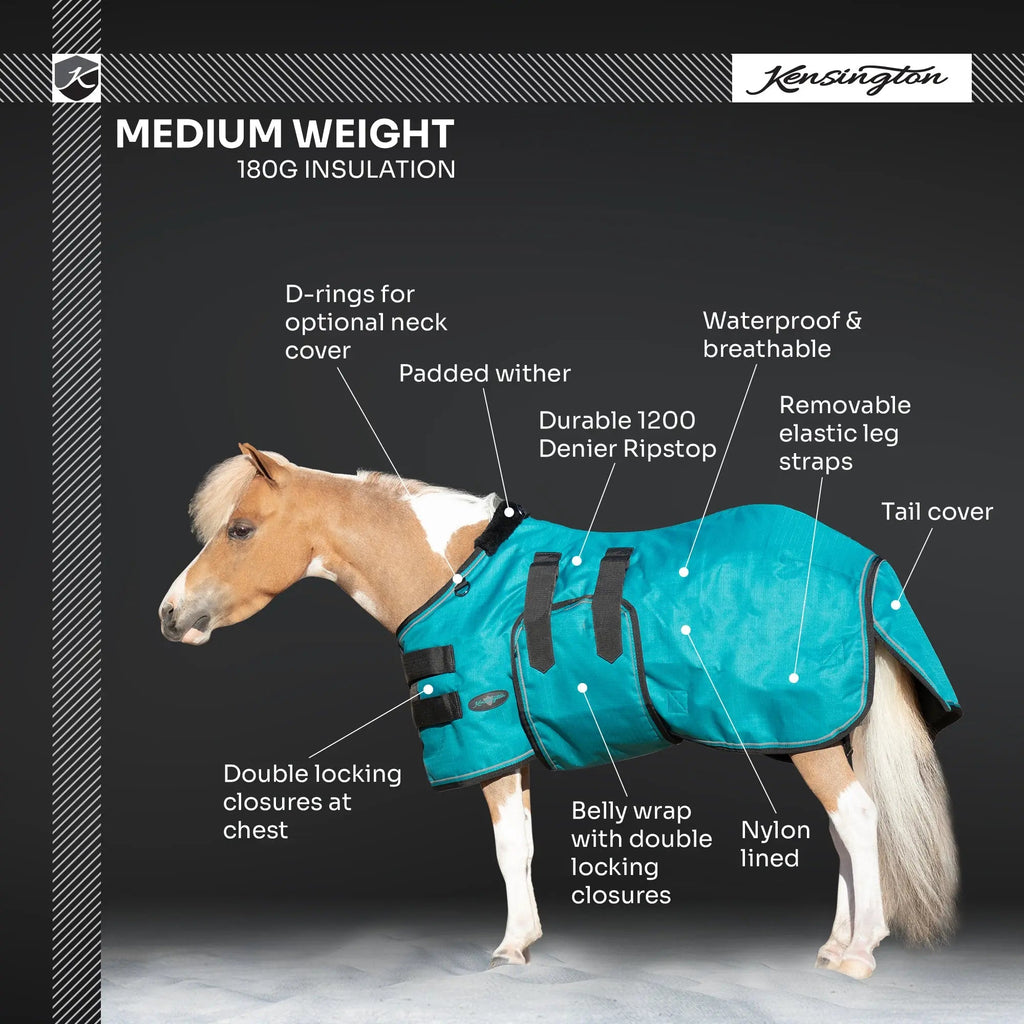 Kensington Mini 180G Medium Weight Horse Winter Turnout Blanket - Waterproof & Breathable