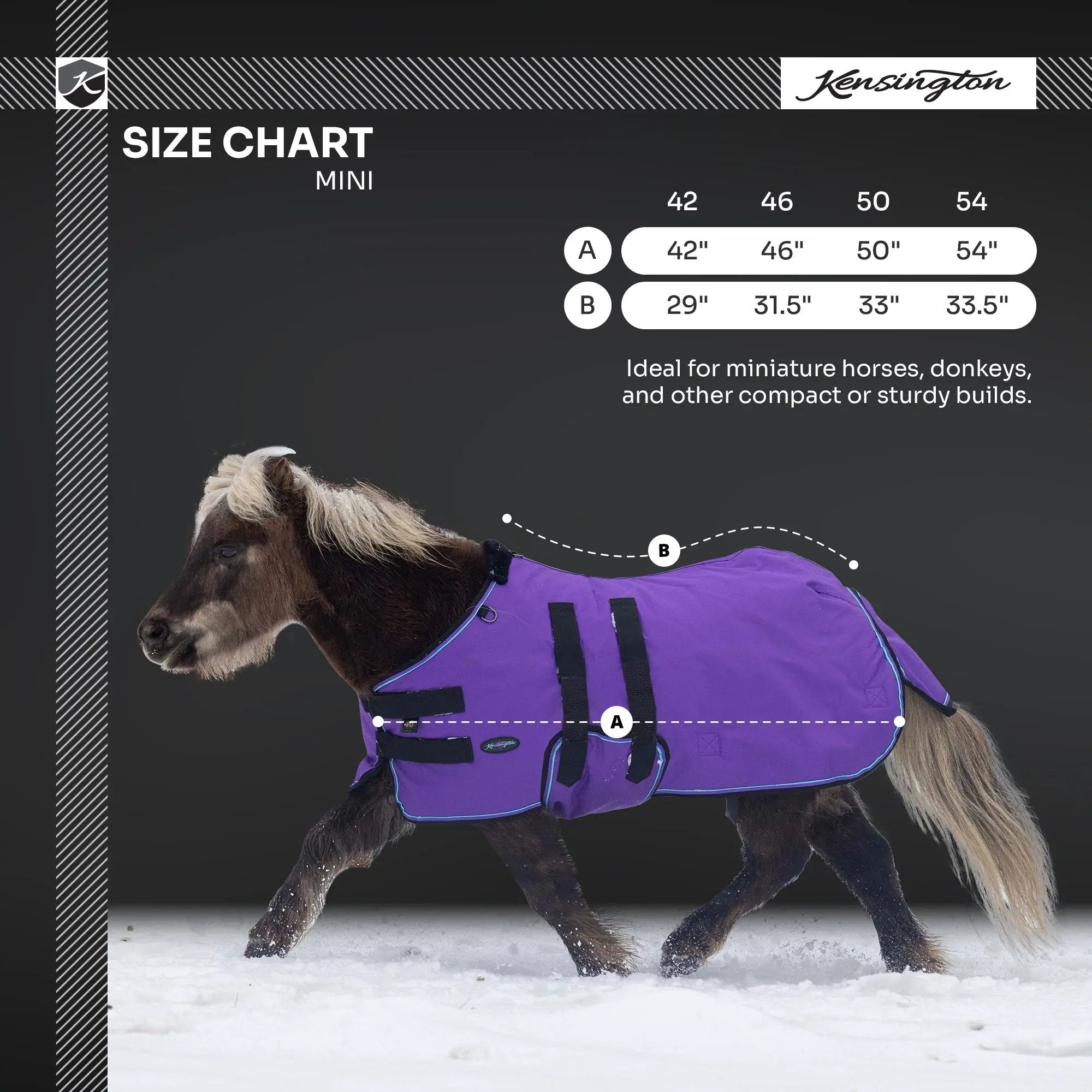 Kensington Mini 300G Heavy Weight Horse Winter Turnout Blanket - Waterproof & Breathable