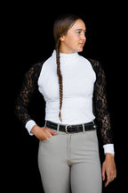 White/Black FULL lace Longsleeve crystal front