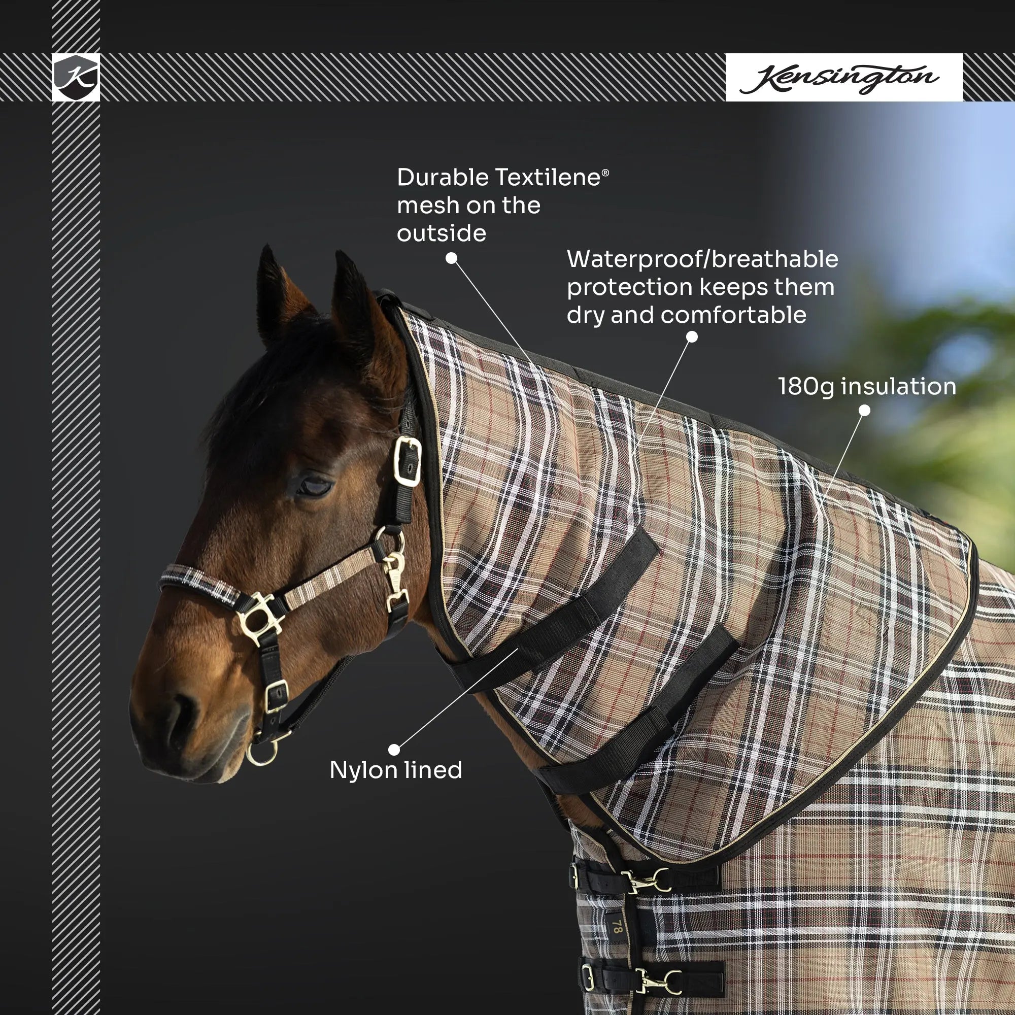 Kensington Supermesh® Horse Winter Neck Warmer - Waterproof & Breathable - Supremely Durable Textilene® - Multiple Weights