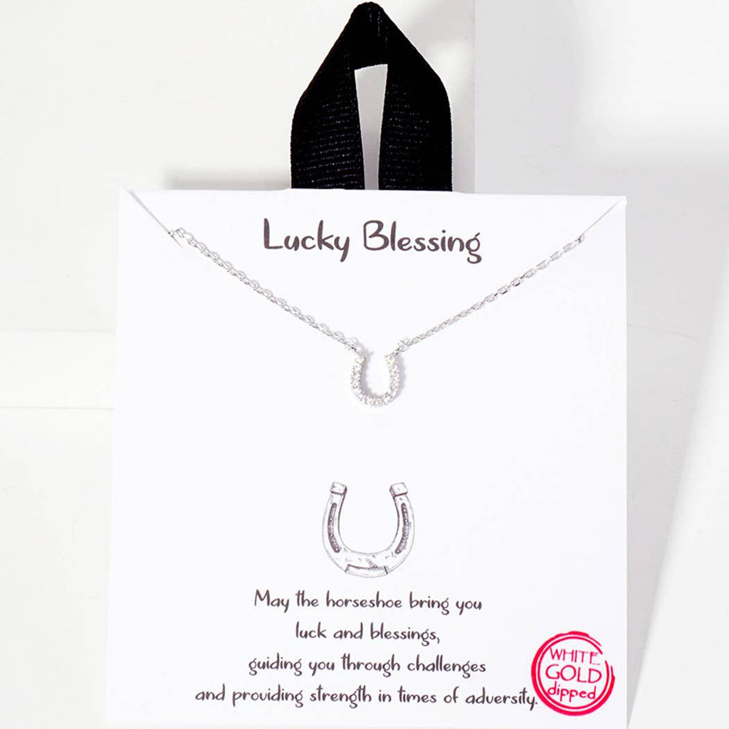 Horseshoe CZ Pendant Gold Dipped Necklace