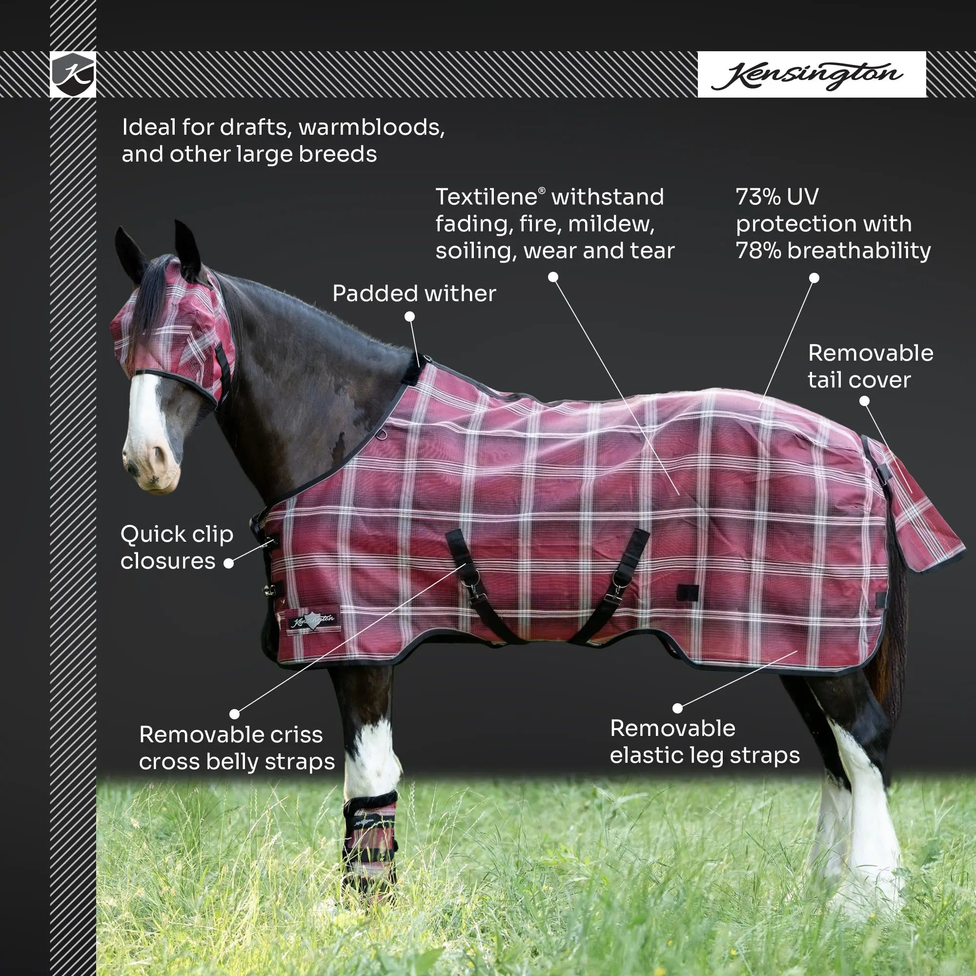 Kensington Draft Horse Protective Fly Sheet  - 73% UV Protection