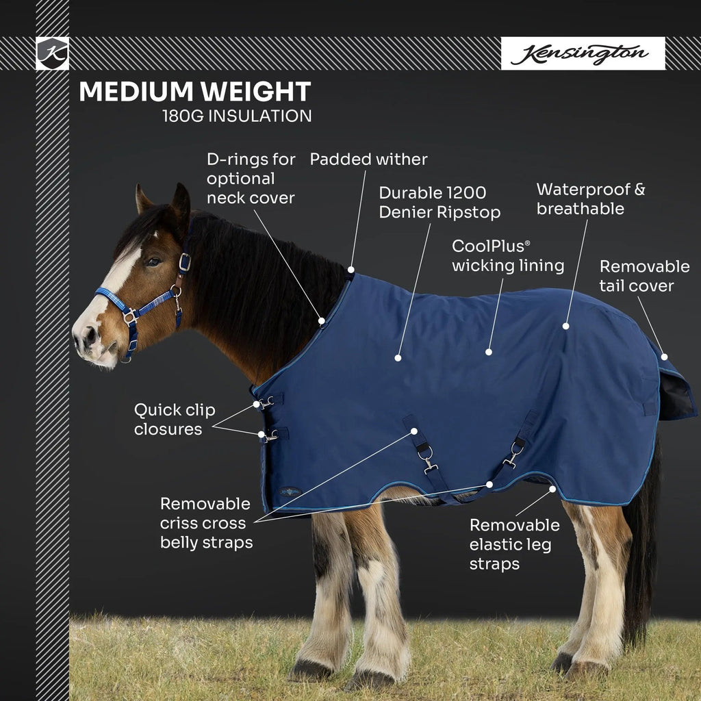 Kensington Draft Horse Midweight 180g Winter Turnout Blanket - Waterproof & Breathable